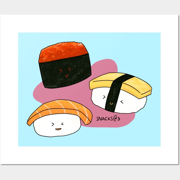 Happy Sushi Party Time Wall Art by Snacks At 3